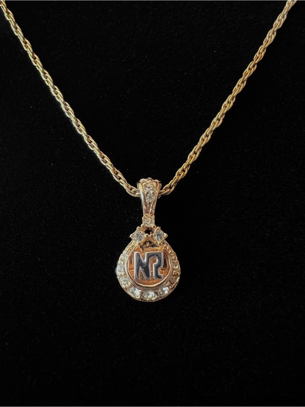 Nina Ricci crystal gold plated necklace